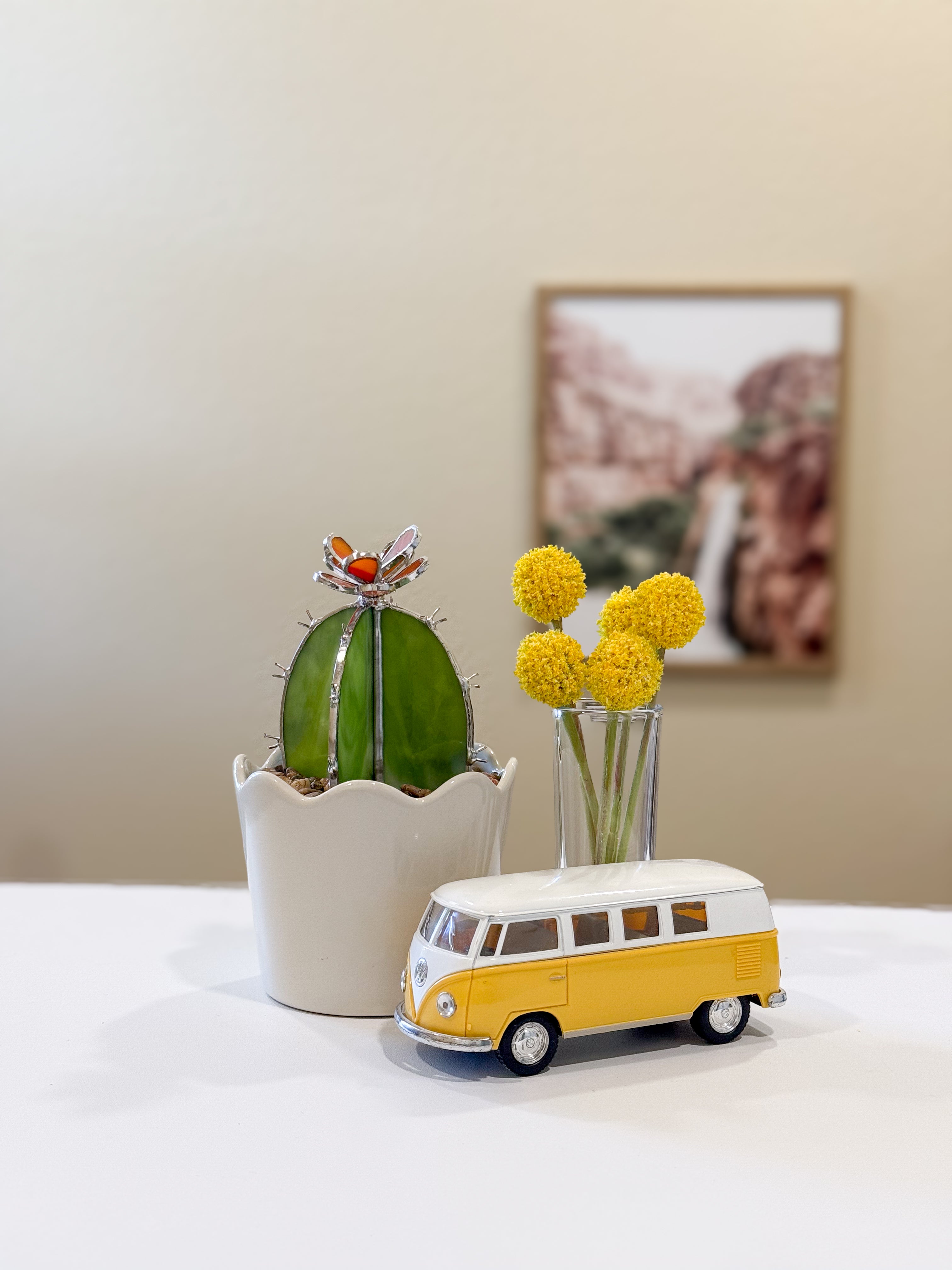 3D Stained Glass Barrel Cactus